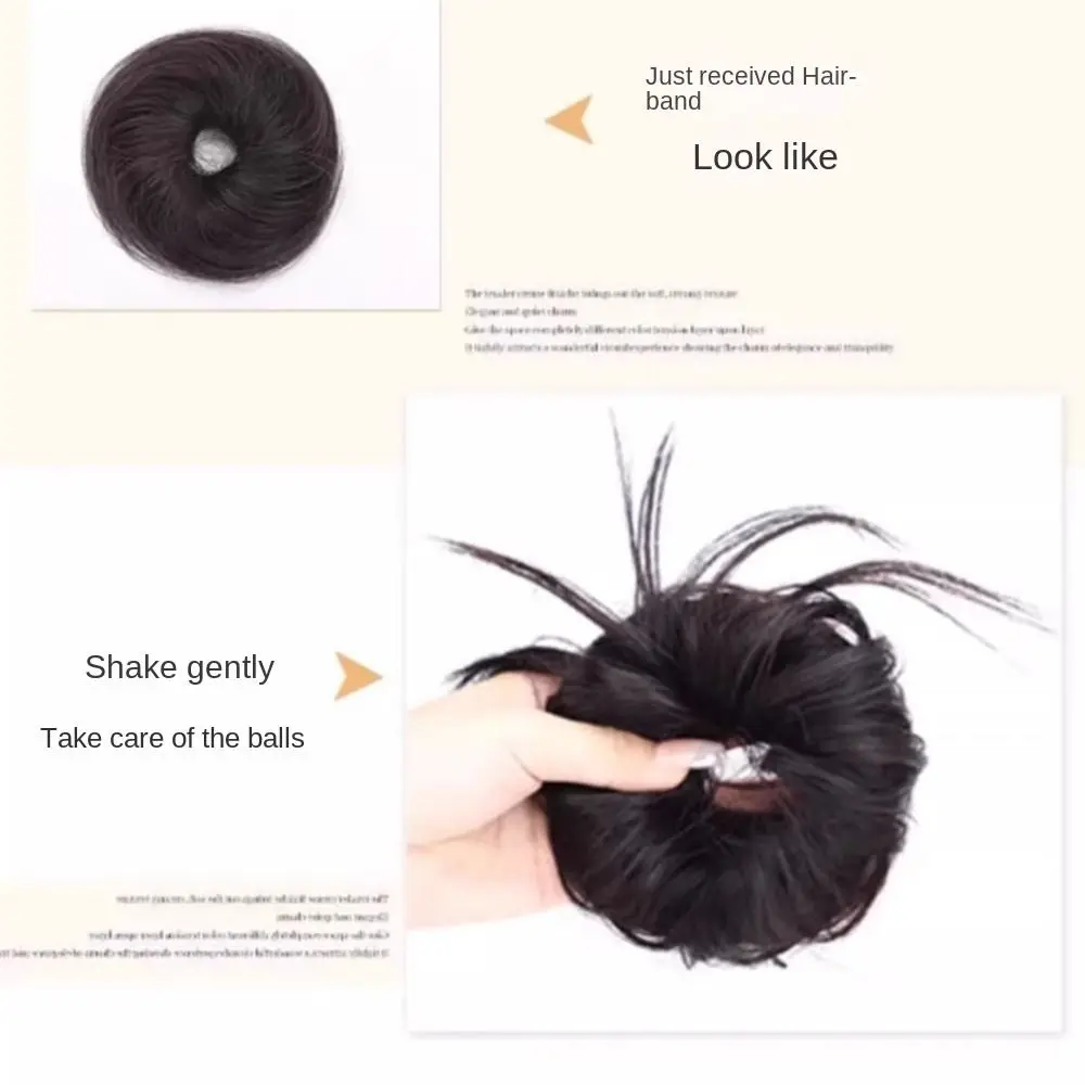 Vintage Curly Chignon Messy Hair Bun Fake Hair Band Elastic Band Synthetic Scrunchies Fluffy Natural False Hair Pieces Women