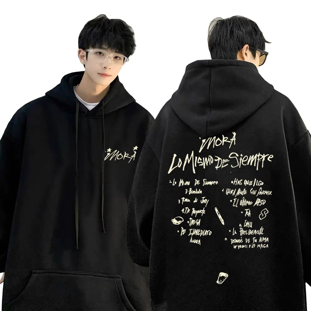 

Rapper Mora Lo Mismo De Siempre 2025 Hoodie Men Women's Hip Hop Fashion Pop Music Sweatshirt Men's Casual Oversized Streetwear