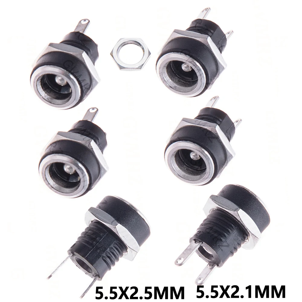 5PCS DC Power 5.5x2.1mm 5.5 X 2.1mm 5.5*2.1mm 5.5*2.5 mm DC-022B  Female  adapter dc jack connector DC022B DC power plug
