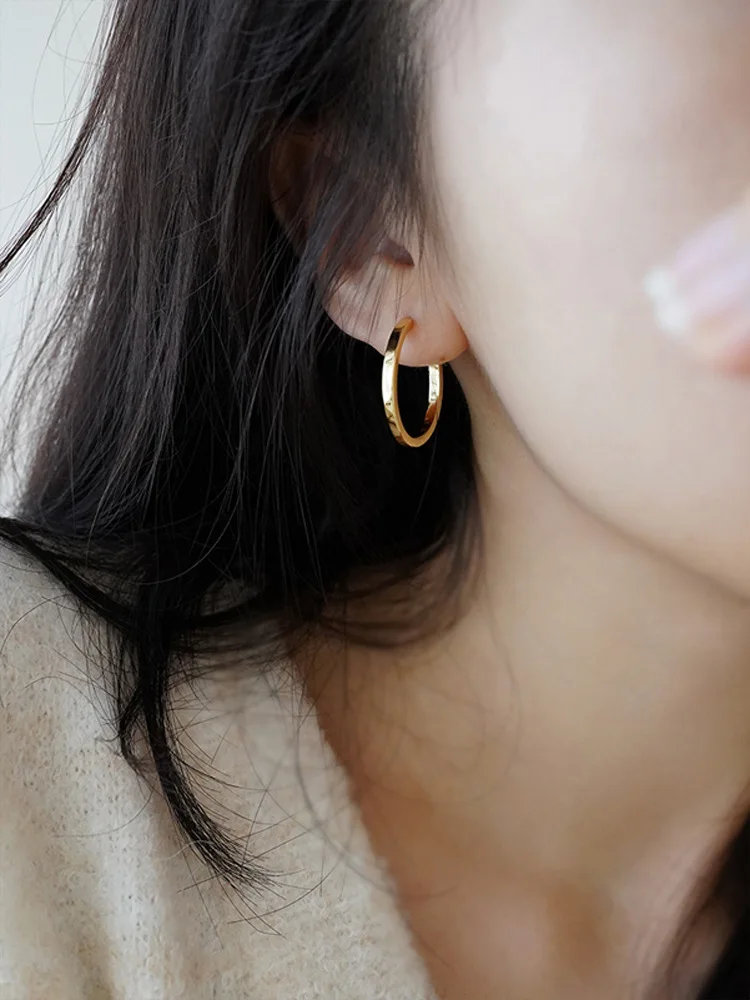 

New Arrival S925 Sterling Silver Circle Hoop Earrings for Women Girl New Geometric Crystal Round Fashion Earring Party Jewelry