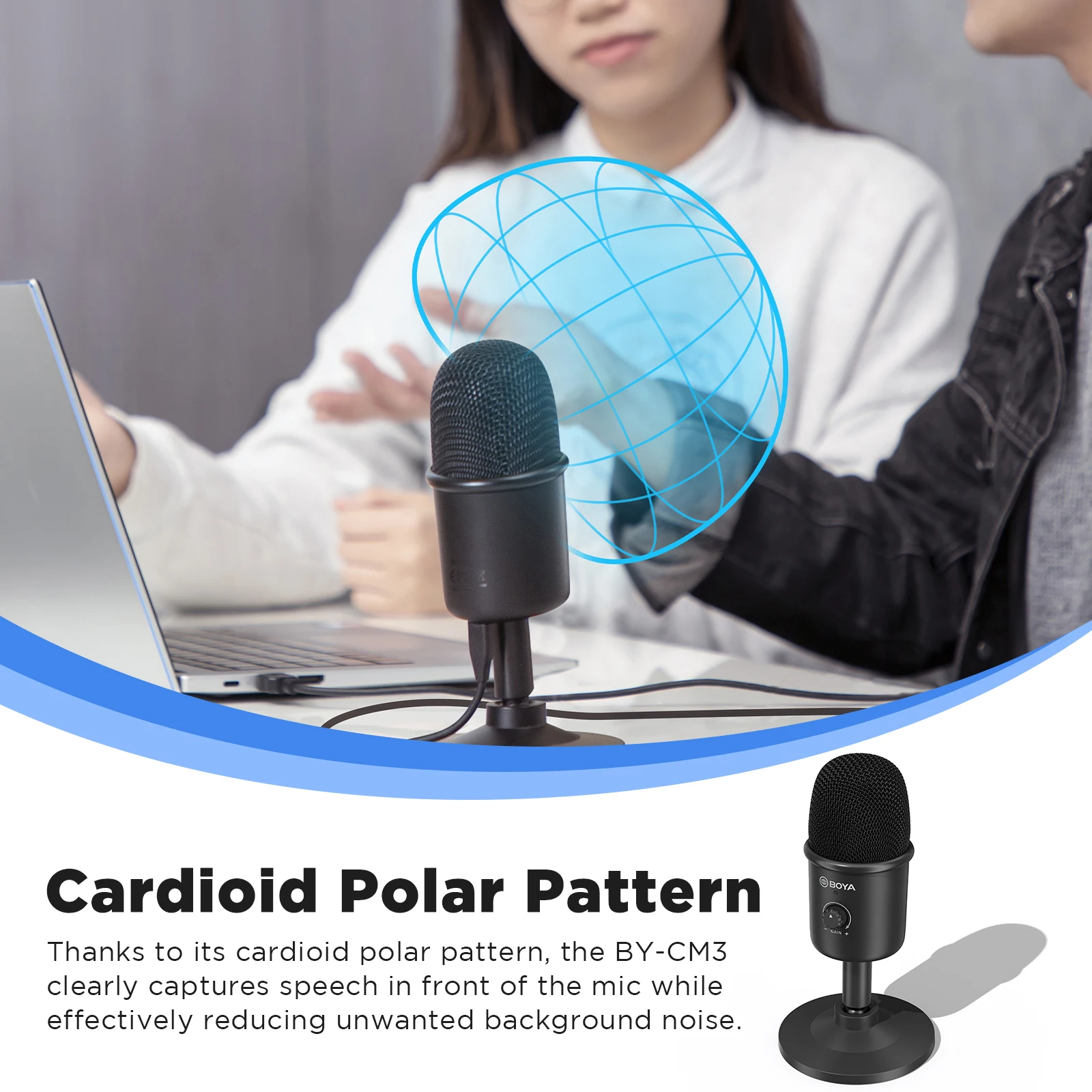 Boya-PC,Android,Mac,Windows BY-CM3用のUSBコンデンサーマイク,録音,ストリーミング,YouTube用