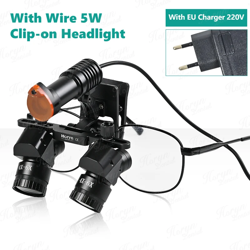 Tandheelkundige verrekijker vergrootglas 4X-6X Verstelbare vergrootglas 5 w LED Geneeskunde verrekijker vergrootglas licht Dental Tool