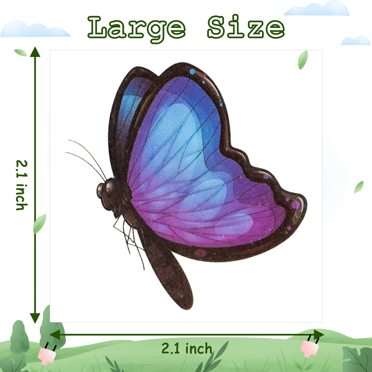 24 Sheets Insect Temporary Tattoos 2 Inch Bug Nature Non-Toxic Tats Butterfly Bee Dragonfly Ladybug Waterproof Body Stickers