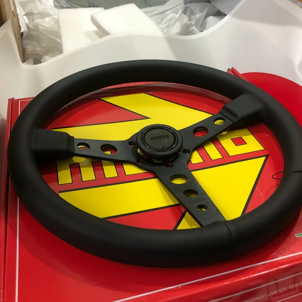 

BLACK EDITION JDM Racing 14Inch MOMO Prototipo MOMO Steering Wheel JDM Rally Drift Real Leather MOMO Steering Wheel Volantes