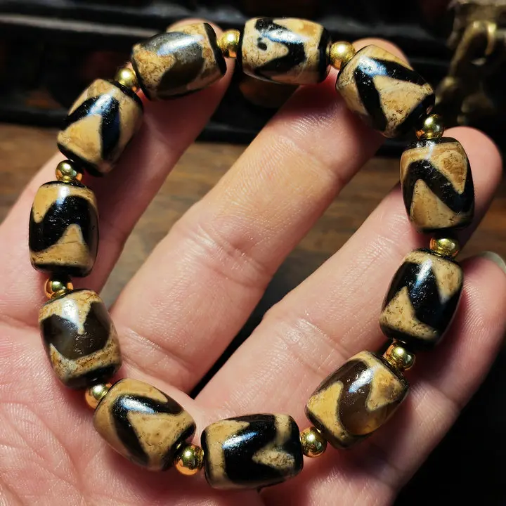 Tibetan Yahuang Agate Treasure Bottle Old Heavenly Beads Natural Agate Bucket Beads Men's and Women's Bracelets Multi Treasure S