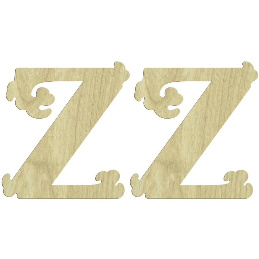 KD246 Letter Z 2li Set Wooden Package Ornament, Wood Painting Ornament