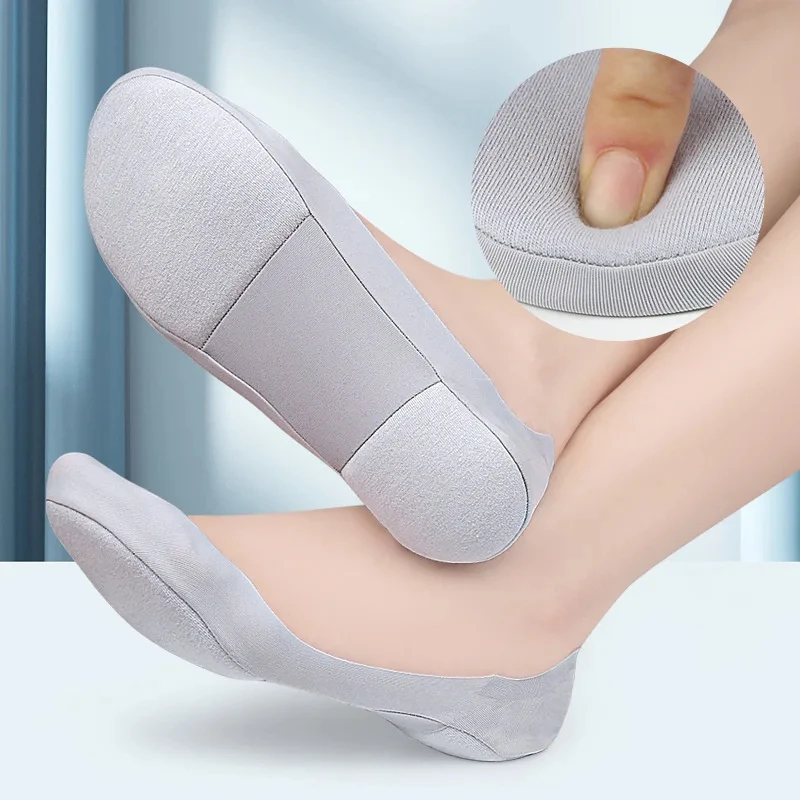 Damen Rutschfeste Niedrige Socken-Einlegesohlen für Fußgewölbe Unsichtbare Flache Bootsocken Weicher Schwamm Stoßdämpfend Druckentlastend