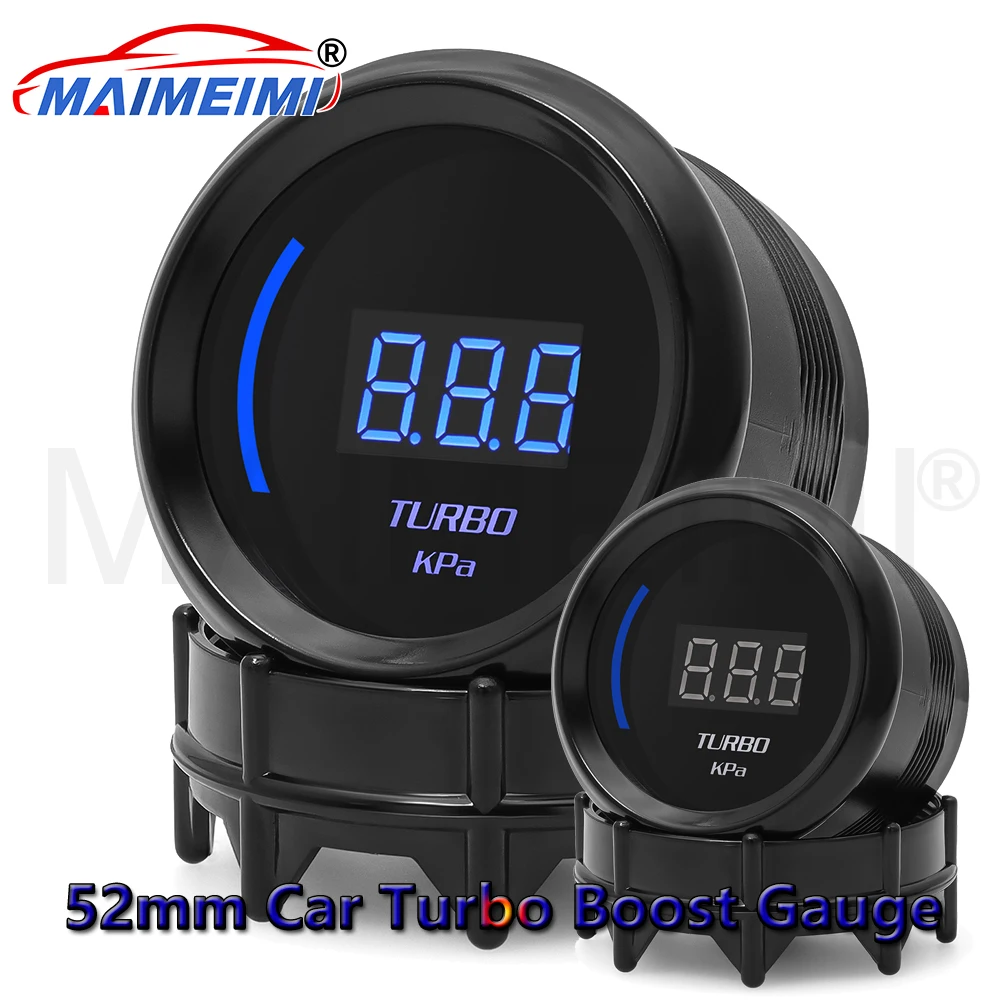 مقياس تلقائي 12 فولت، مقياس توربو، إضاءة خلفية LED زرقاء مع عدسة دخان توربو + مستشعر تعزيز