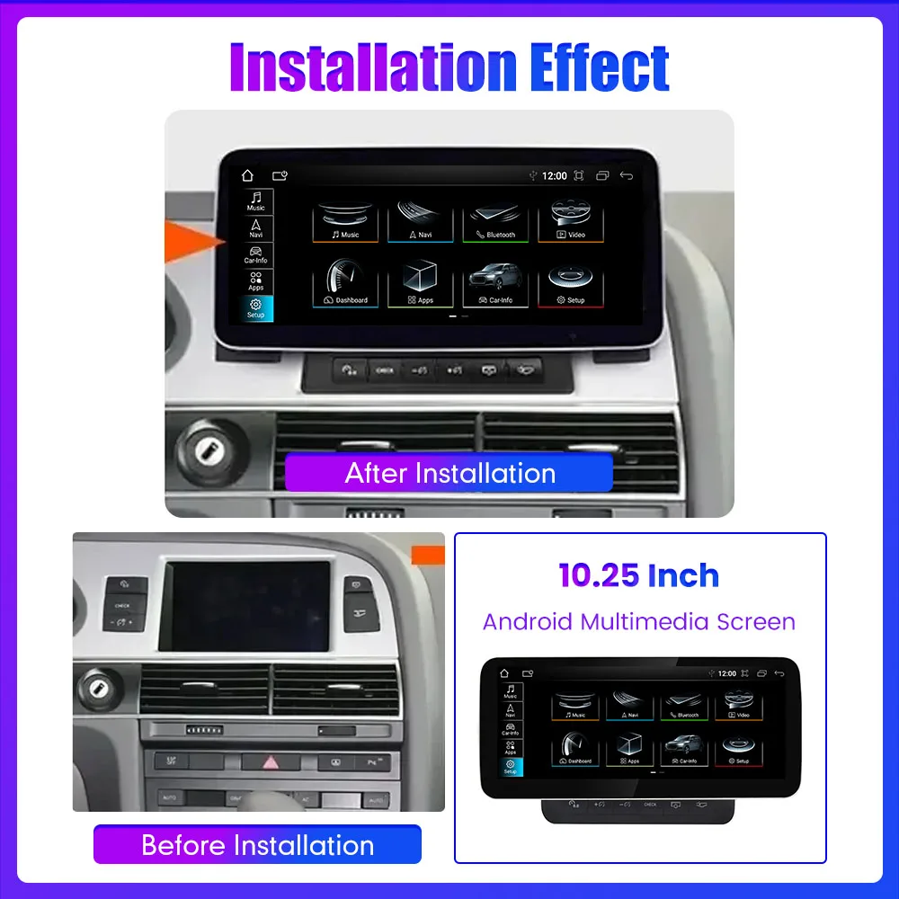 10.25 Inch Android Car Radio For Audi A6 2005-2011 GPS Navigation Multimedia Player Carplay Android Auto Bluetooth IPS WIFI 4G