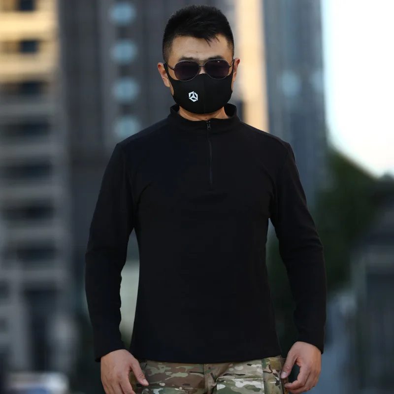 

Мужской теплый свитер с подкладкой для отдыха, пуловер с воротником-стойкой, толстовка, тренировочная одежда, топы, зимняя уличная тактическая куртка, флисовое пальто