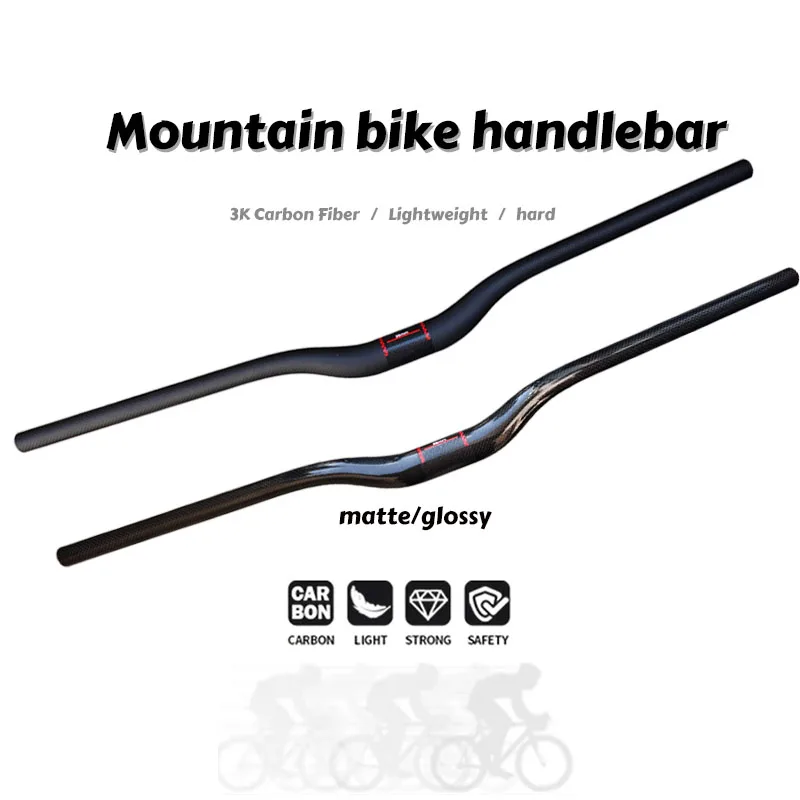 

Unmarked Carbon Fiber Mountain Bike Handlebar 35mm Clamp Matte/Glossy Finish Height-Raised 18mm 660-800mm Riding Accessory