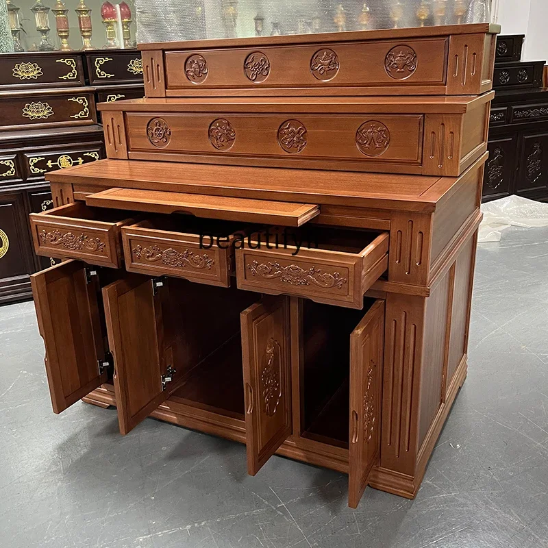 

C56 Offering table Solid wood incense case Household shrine Offering incense table on the shrine Three-layer offering table