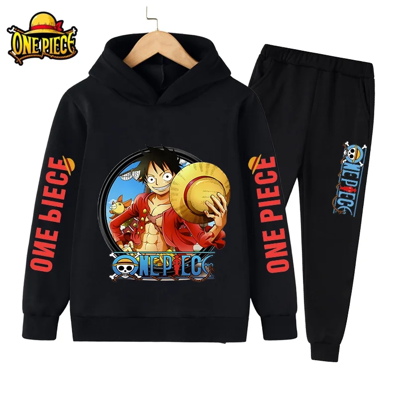 

Kids Clothing Boys Girls Toddler Hoodie Pirate King Charming Luffy Sweatshirt 3-12Y Top+ Pants 2P Cute Casual Sports Jogging Set