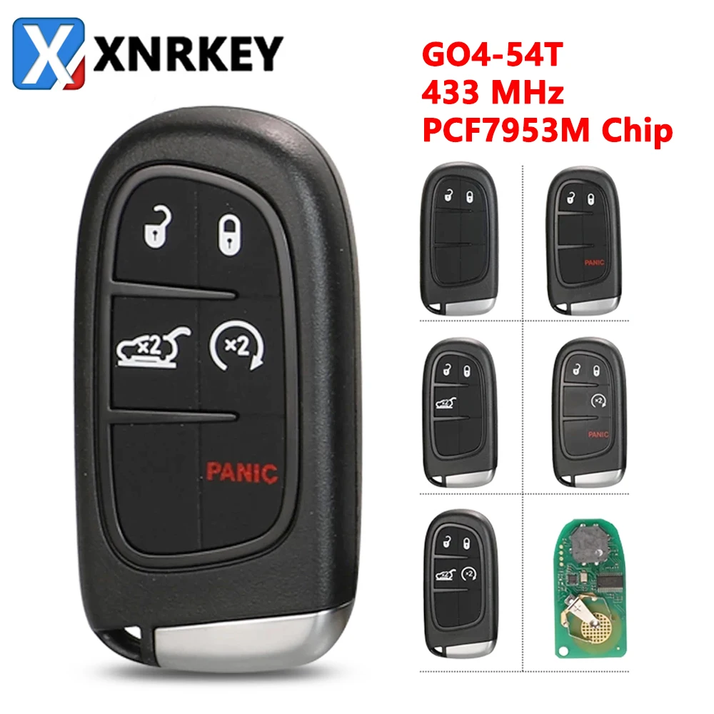 

XNRKEY Smart Remote Car Key Fob KeylessGo 433Mhz Hitag-AES 4A Chip 2/3/4/5 BTN for Jeep Cherokee Durango Chrysler GQ4-54T Key