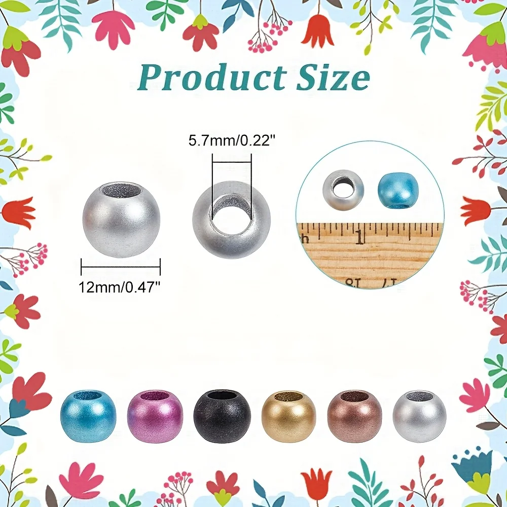 12mm 40pcs / 10mm 60pcs Frosted Matte Bright Hole Beads, Can Be Used for DIY Production of Dirty Braid Decorations