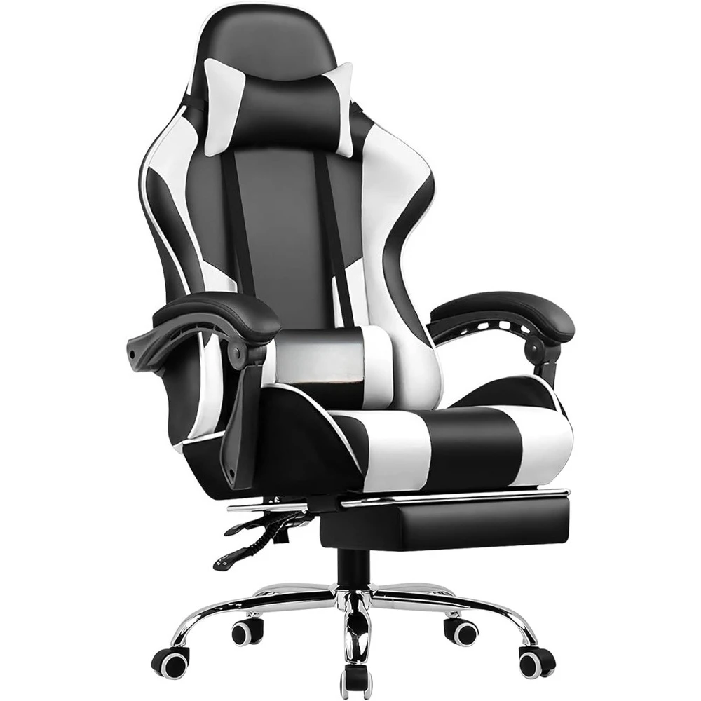 

Gaming Chair, Computer Chair with Footrest and Lumbar Support, Height Adjustable Office Chair with 360°-Swivel Seat and Headrest