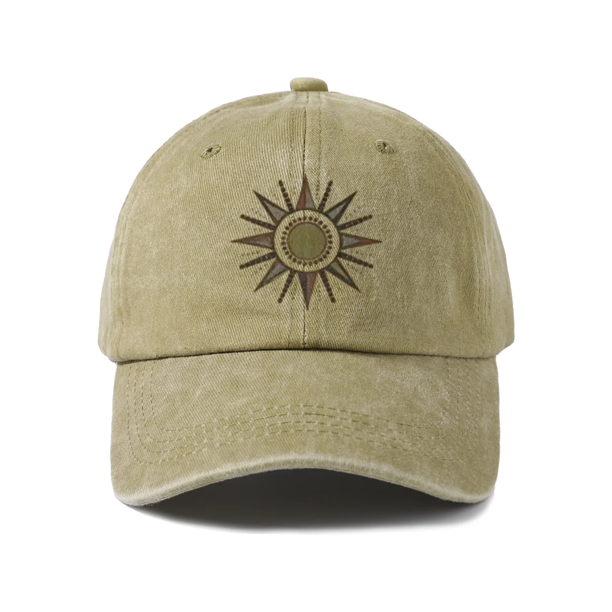 Celestial Sun Compass Graphic Baseball Cap, Vintage Washed Adjustable Unisex Dad Hat, Streetwear Gift