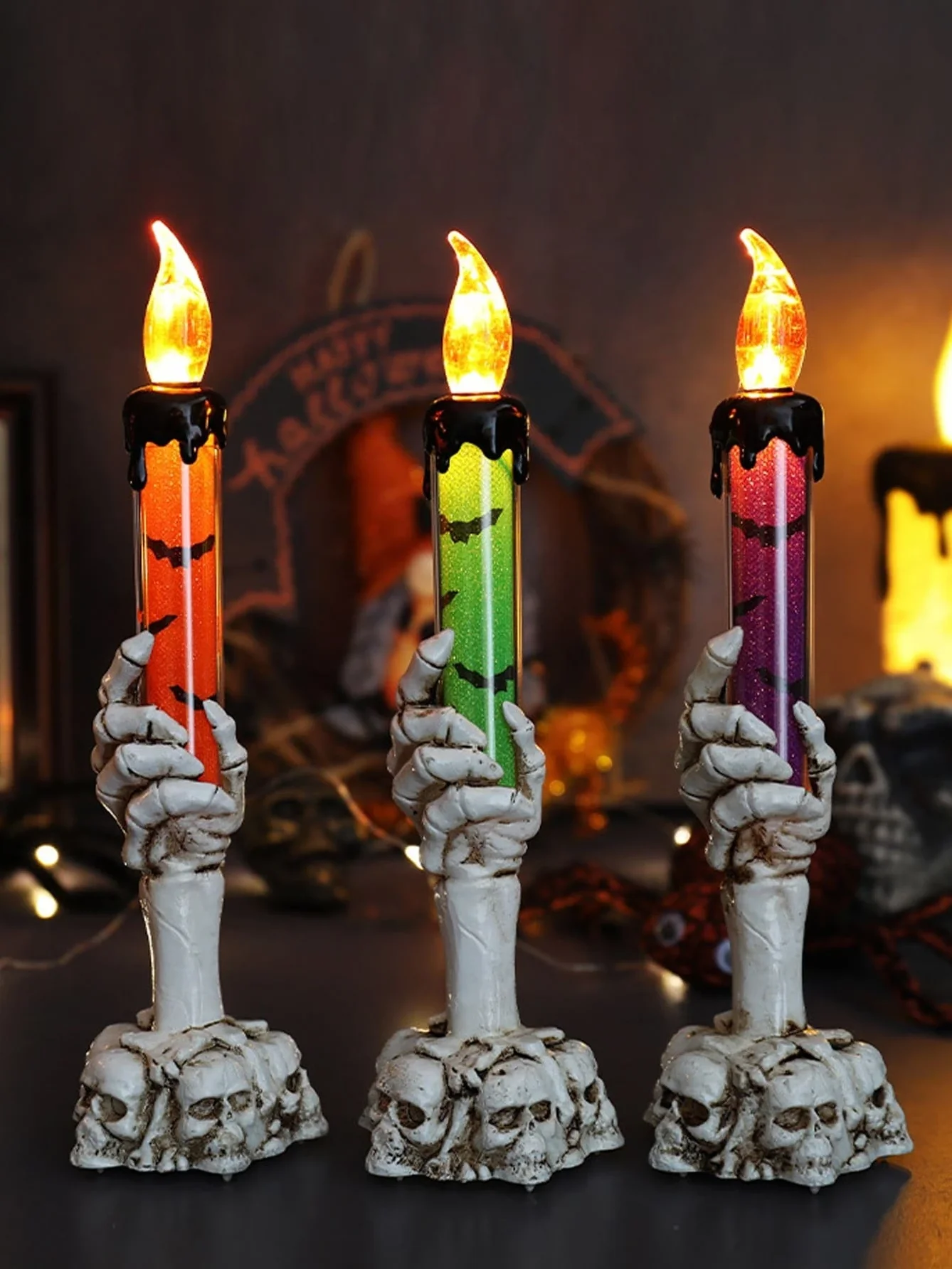 Halloween Candle Light Stakes  Led Candles Lights Horror Halloween Decoration Spooky Candles Halloween Decor for Indoor Party