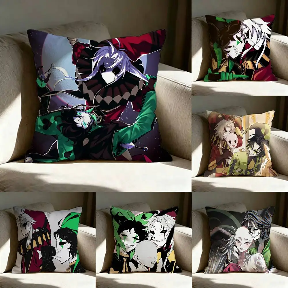 P-Pierrot and H-Harlequin Various Sizes Square Pillow Case For Car Home Bedchamber Decor