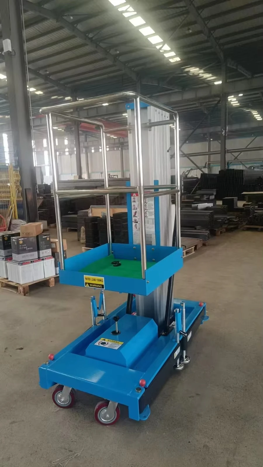 High stability single column aluminum elevator safety construction site maneuver