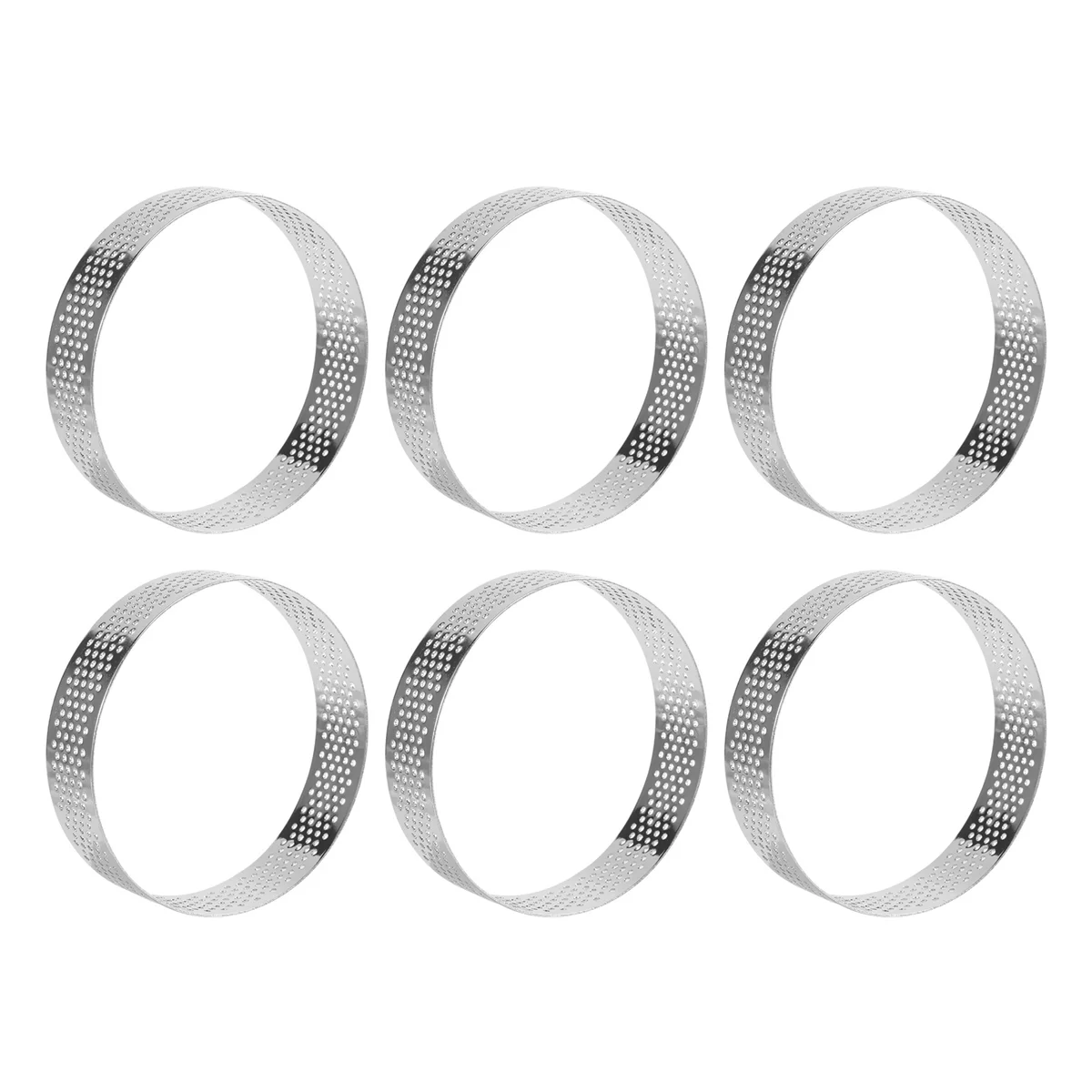10 Pcs Circular Stainless Steel Tart Ring Tower Pie Cake Mould Baking Tools Perforated Cake Mousse Ring,8cm HY