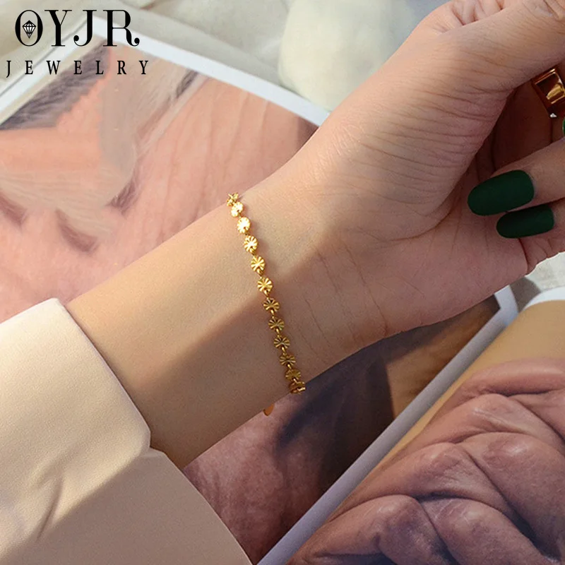 

OYJR Kpop Цветочный браслет Pulseras браслеты браслет из нержавеющей стали ювелирные изделия для женщин 2022 золотой цвет очаровательные браслеты ювелирные изделия в подарок