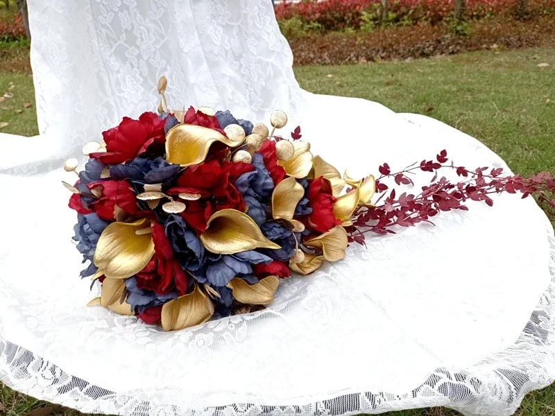 Poney de flores artificiales con Calla Liliy ramo de novia ramos de dama de honor para boda