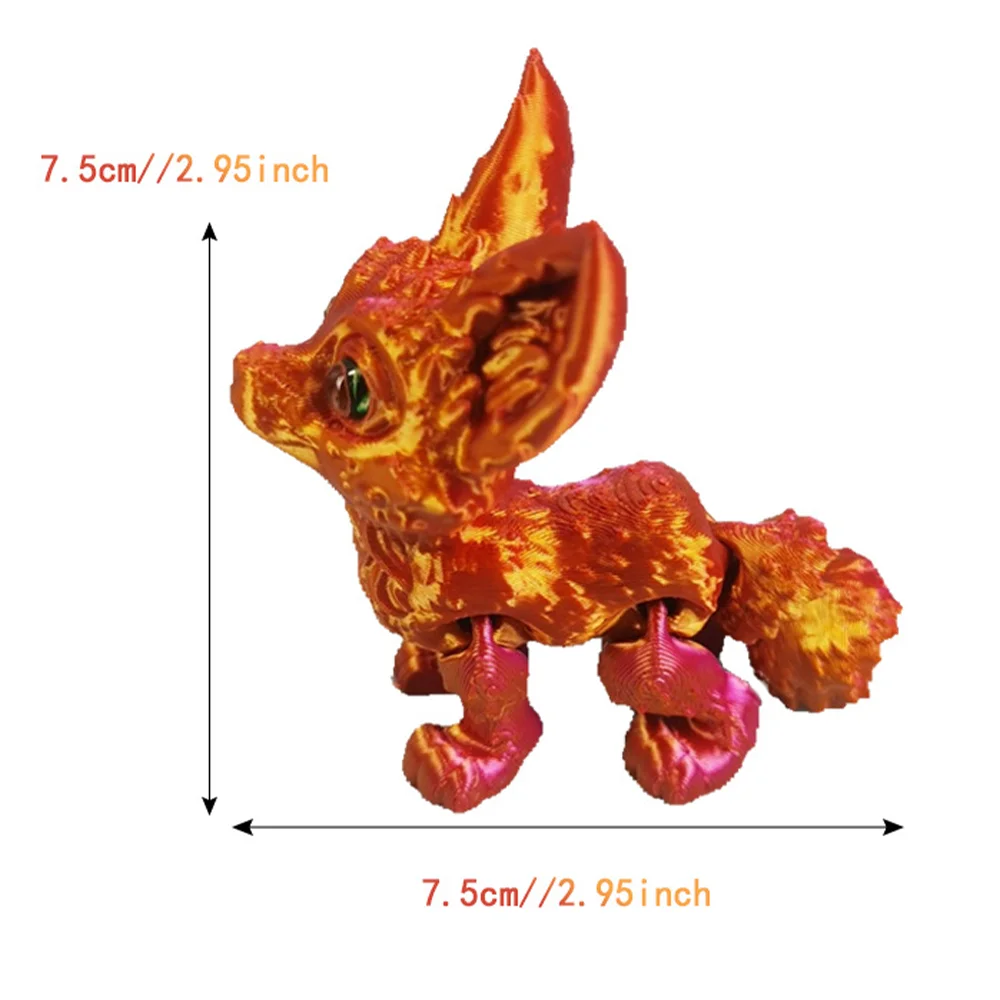 Giocattoli stampati in 3D Figure di volpi Modello multi-giunto Ornamento Decorazioni realistiche Alleviare il desktop Novità Creatività Regali per bambini