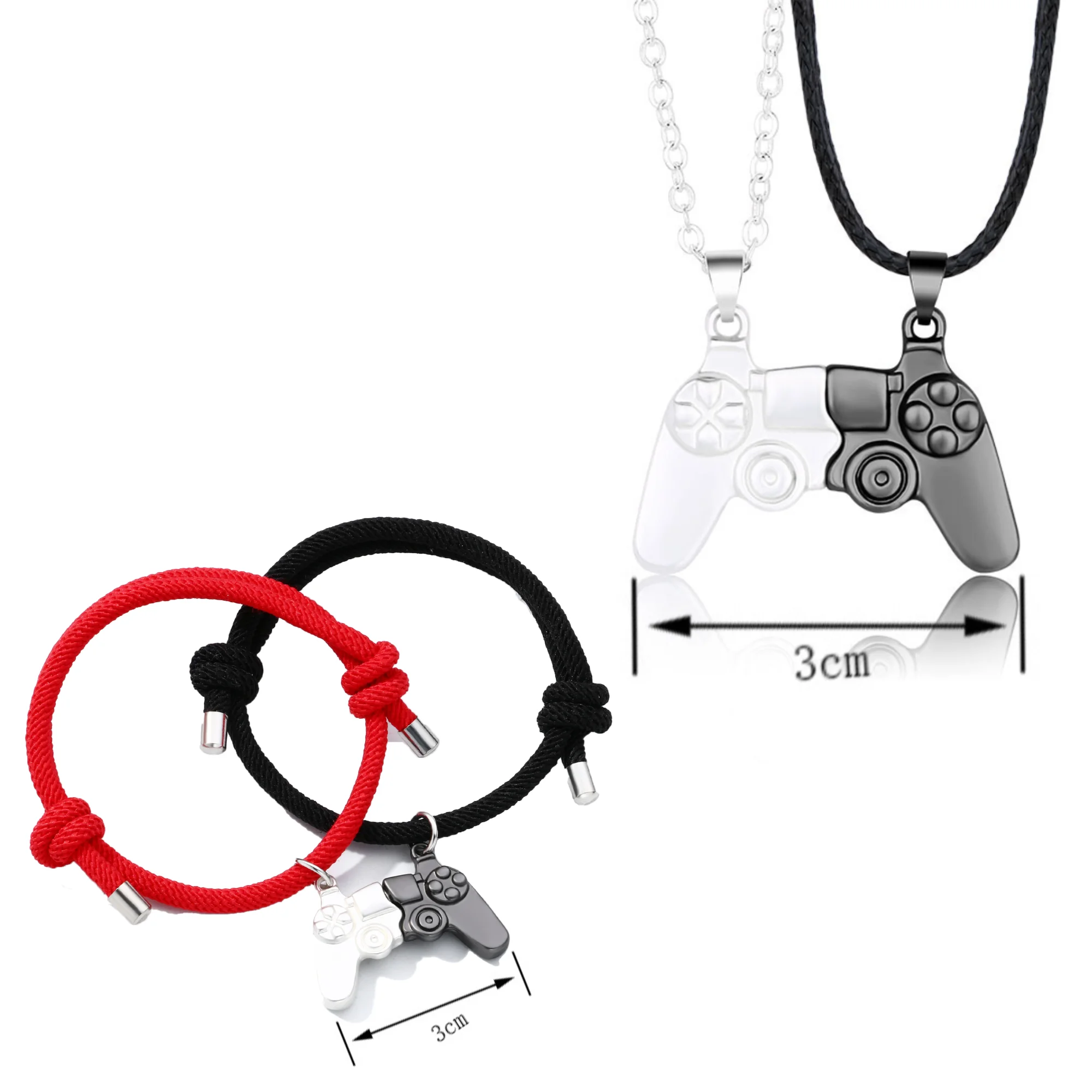 DIY Couple Necklace Bracelet Game Controller Necklace/Bracelet Set Magnetic Couple Pendant Necklace Set Birthday Gift