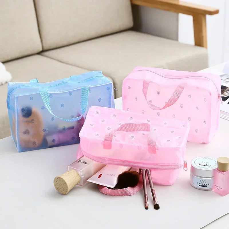 Bolsa de viaje portátil para mujer, bolsa de almacenamiento de cosméticos impermeable transparente, bolsa de almacenamiento de cosméticos de gran