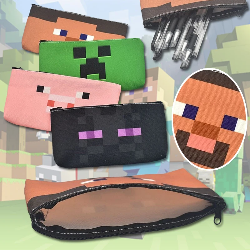 مقلمة قماش ماين كرافت للأولاد والبنات العودة إلى المدرسة حقيبة تخزين القرطاسية لعبة البضائع ستيف الزاحف أكياس قلم رصاص #1