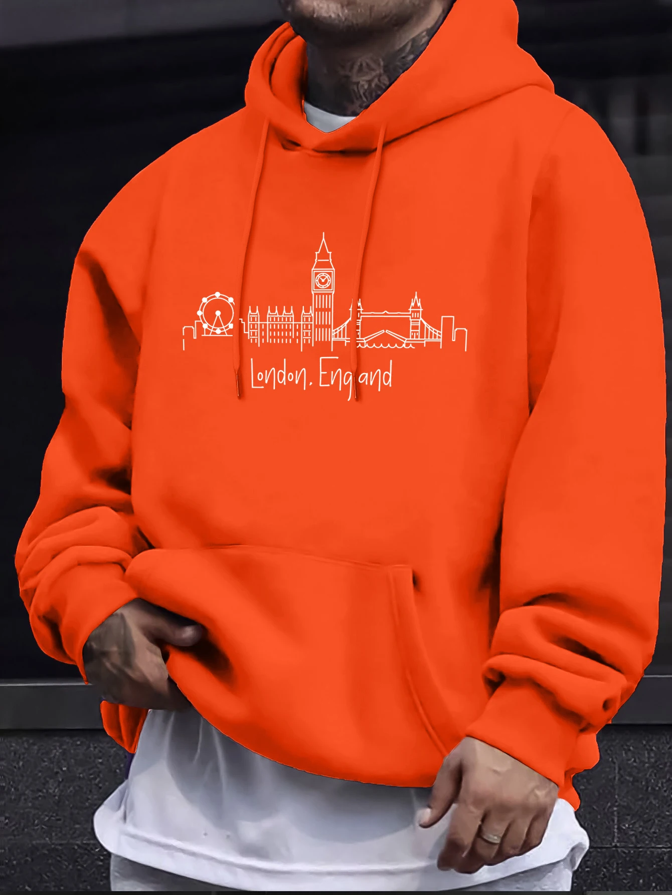 Londres angleterre lettre simplicité imprimer hommes pulls rue pulls décontractés automne sweat à capuche chaud classique tout-Match vêtements de sport