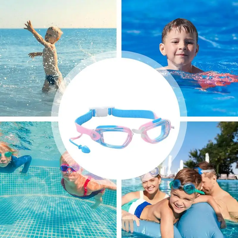 Gafas de natación impermeables para niños pequeños, gafas de natación con tapones para los oídos, 8-12