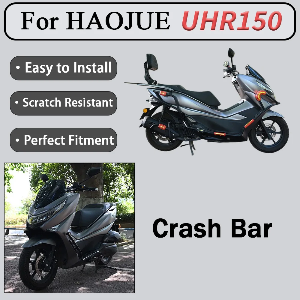 For HAOJUE UHR150 Multifunctional Protection Kit for Scooter: Front and rear crash bars protect the plastic body panels