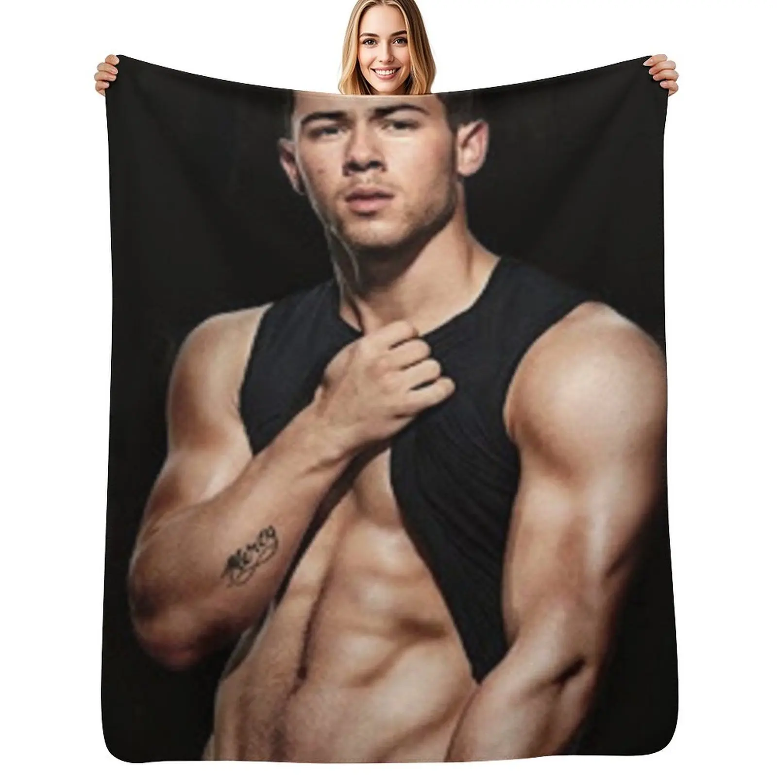 

Nick Jonas Throw Blanket Beach Shaggy Blankets