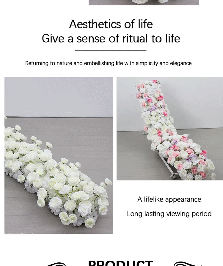 Weiße Serie Luxuriöse Künstliche Hortensien-Rosen-Blumenreihe Dekoration Hochzeitshintergrund Boden-Blumenarrangement Event-Requisiten – Detail 6