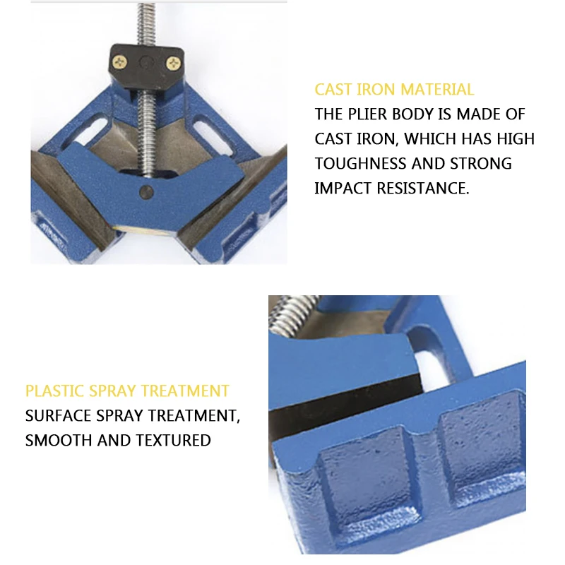 Abrazadera de pistola de soldar de alta resistencia, abrazadera de ángulo de máquina de soldadura de 4/4,5 pulgadas, herramienta manual de junta de abrazadera de ángulo de soldadura de hierro fundido de 90 grados