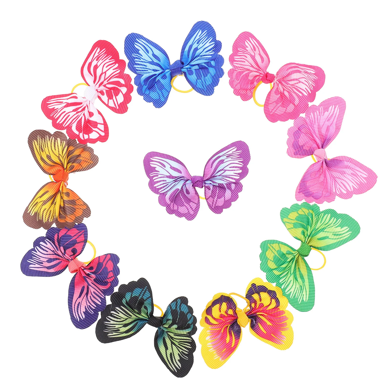 

30 Pcs Pet Head Flower Dog Hair Decor Tie Bow Ribbons Decorate Bows Polyester Decorative Puppy Party Decoration Rubber Band for