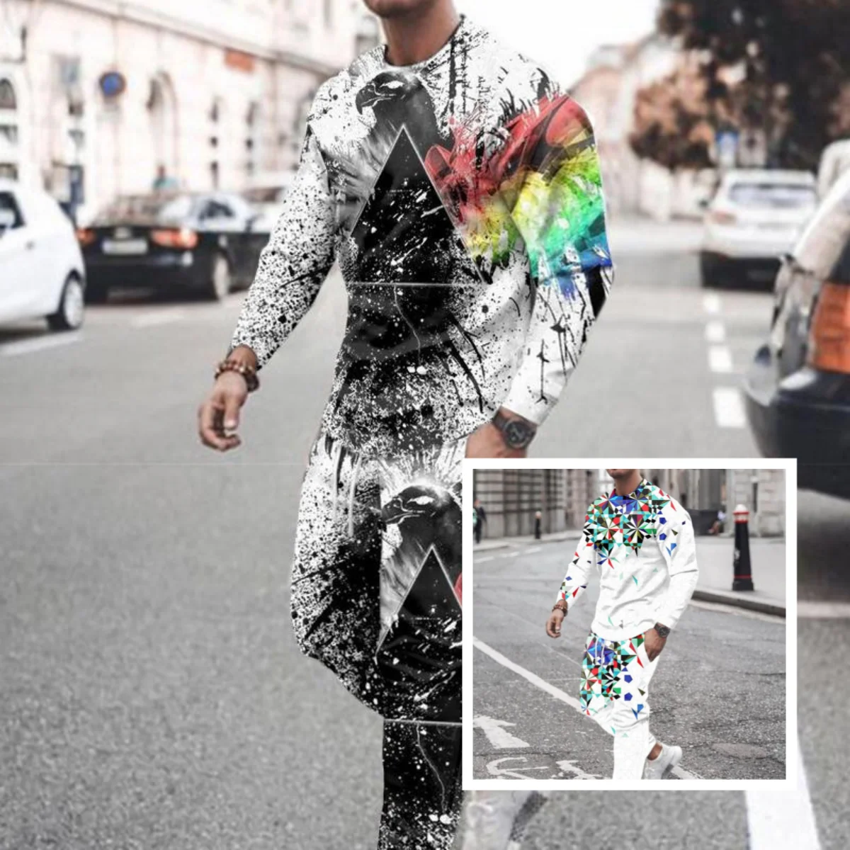 

2025 Spring and Autumn Fashion Personalized Letter Printing Men's Adult Long Sleeve Pants Daily Leisure Sports Teen Trend Suit