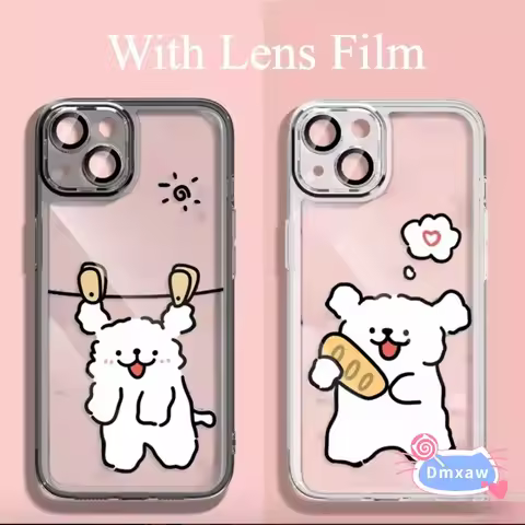 For OPPO A78 A79 A97 A98 F11 Pro K10 R17 R15 Find X7 Ultra X6 X5 X3 Pro Lite Phone Case Cute Cartoon Dog Soft Transparency Cover
