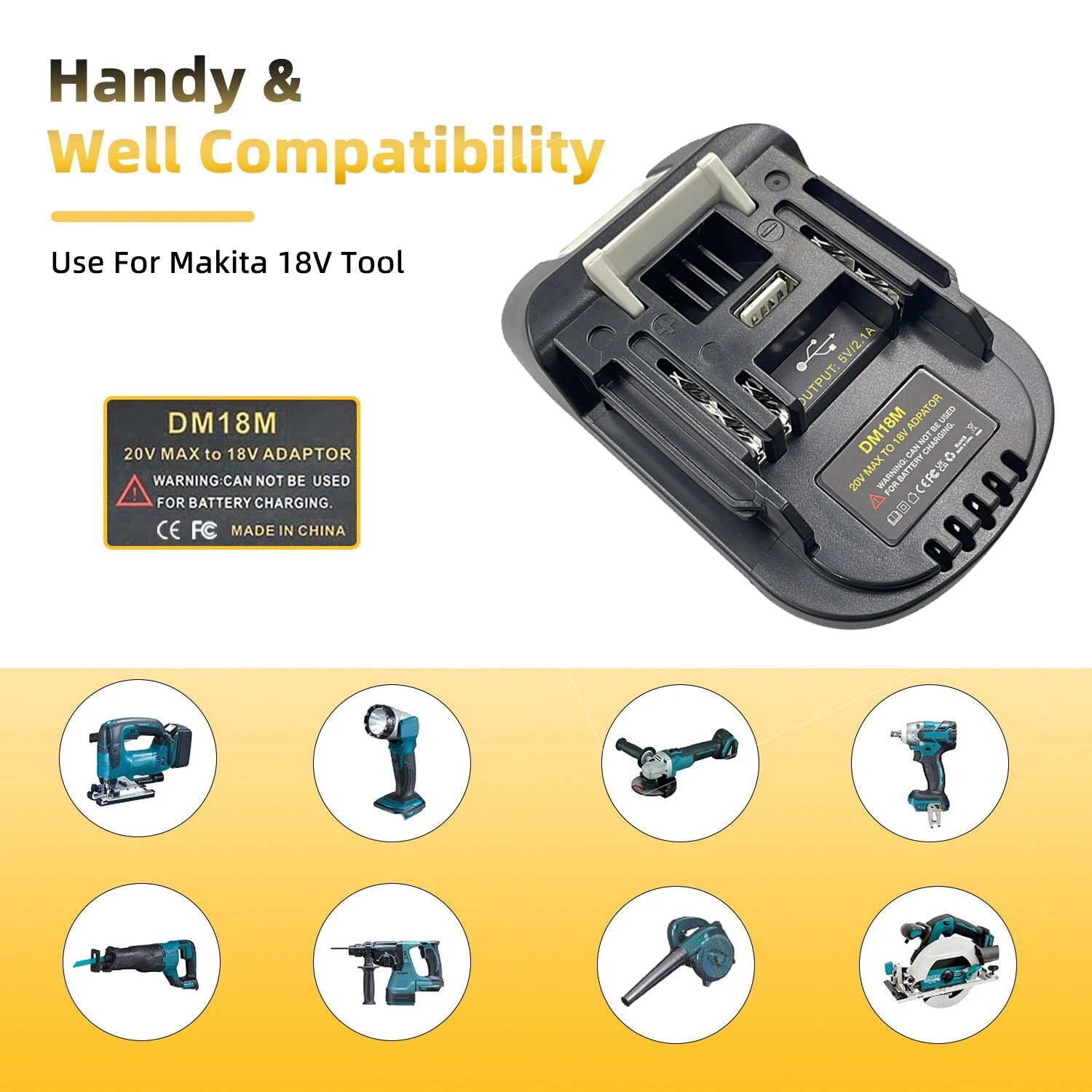Battery Adapter DM18M for Makita 18V , for Dewalt 20V & for Milwaukee M18 18V Battery to for Makita 18V Battery Tools