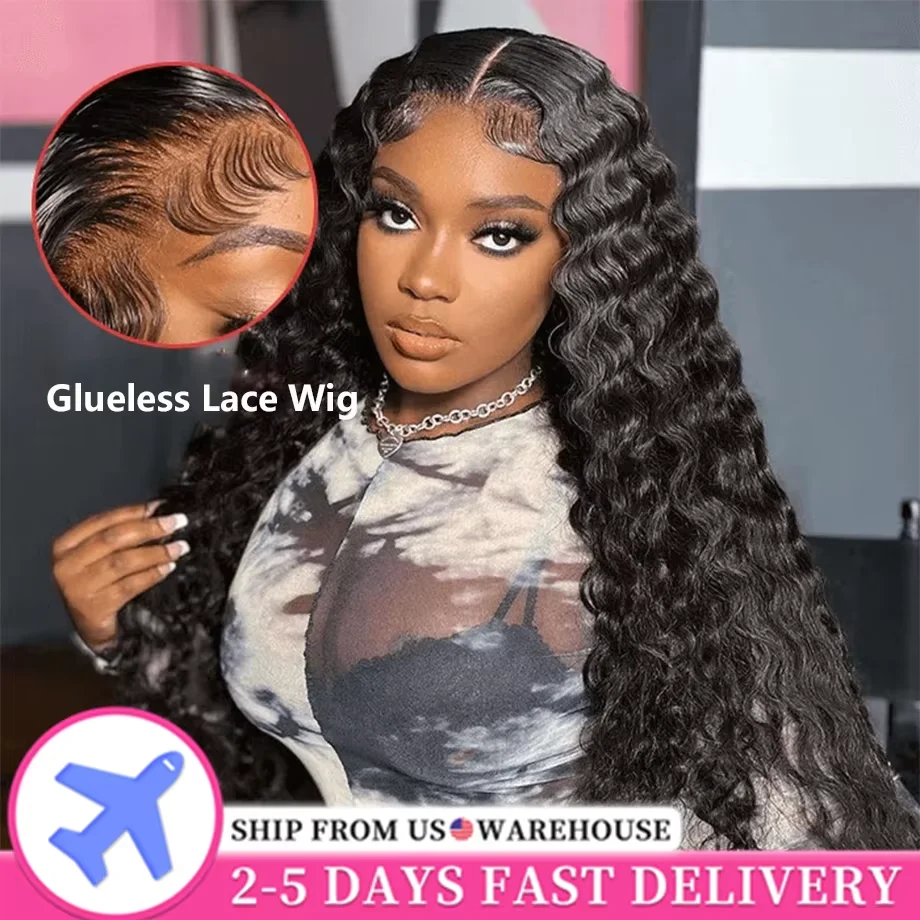 

Curly Wig Human Hair Ready To Wear Glueless Wigs Deep Wave 5x5 Lace Closure Wig Pre Cut Water Wave 200% 6x4 Lace Closure Wig MYLOCKME