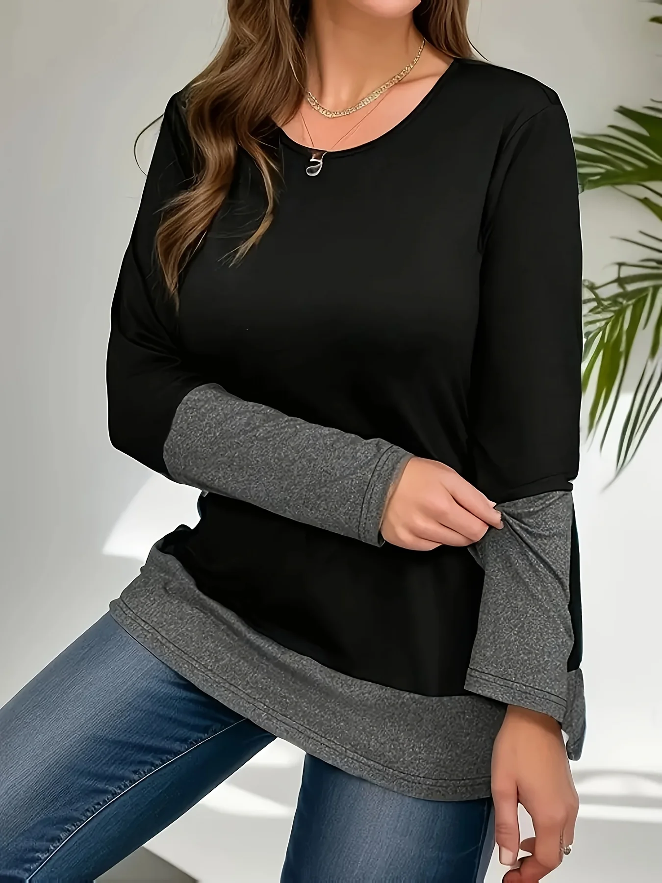 

Элегантная повседневная женская футболка больших размеров, модная свободная футболка, женская темпераментная футболка с длинными рукавами, праздничная футболка выходного дня