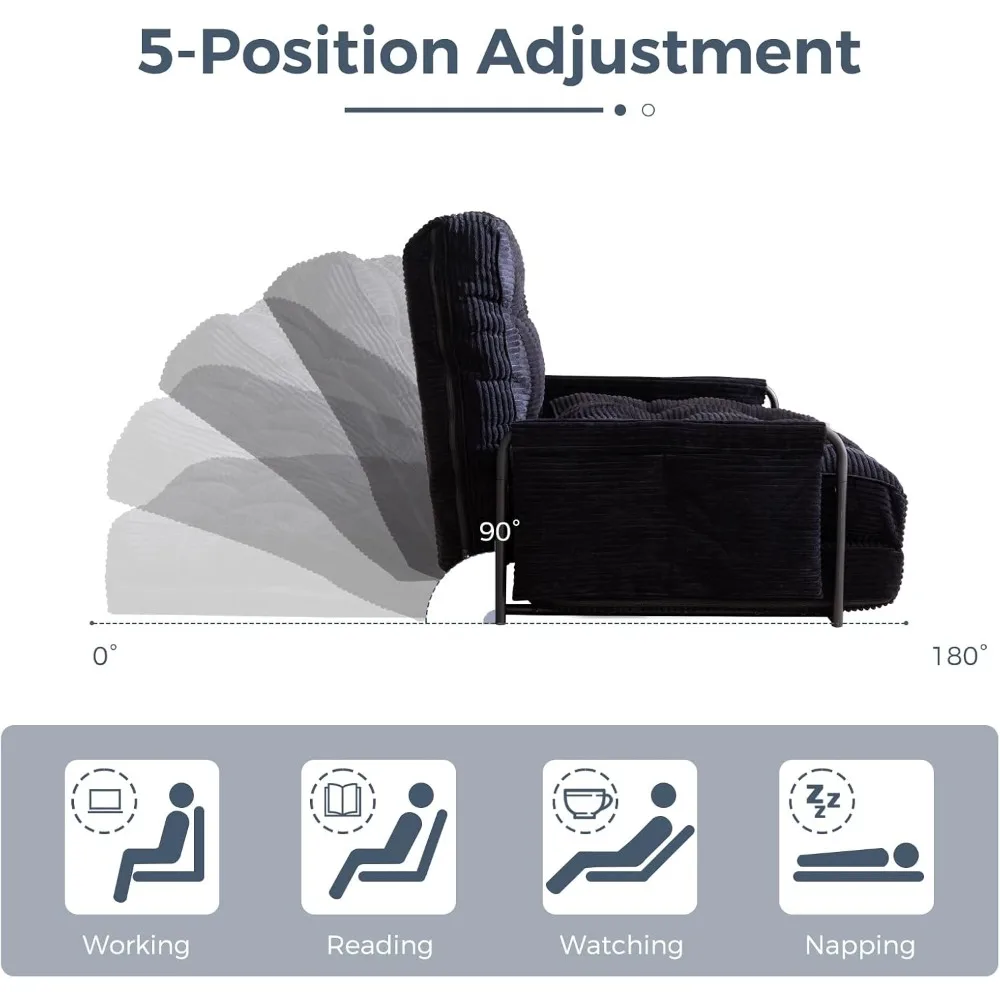 Multi-Functional Foldable Bean Bag Sofa Bed with Adjustable Positions and Pillows
