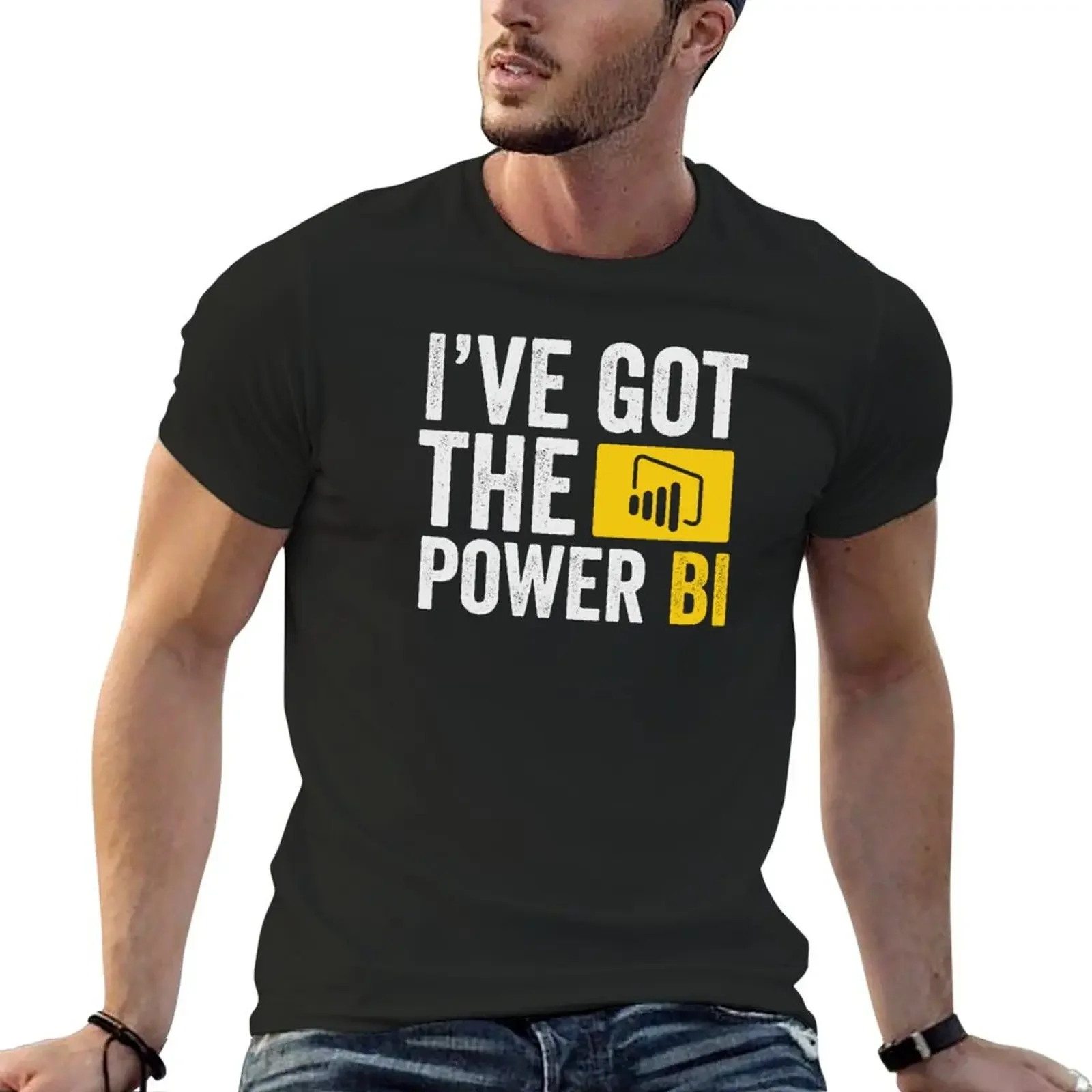 

Футболка I've got the power BI, простая милая одежда, облегающие футболки для мужчин