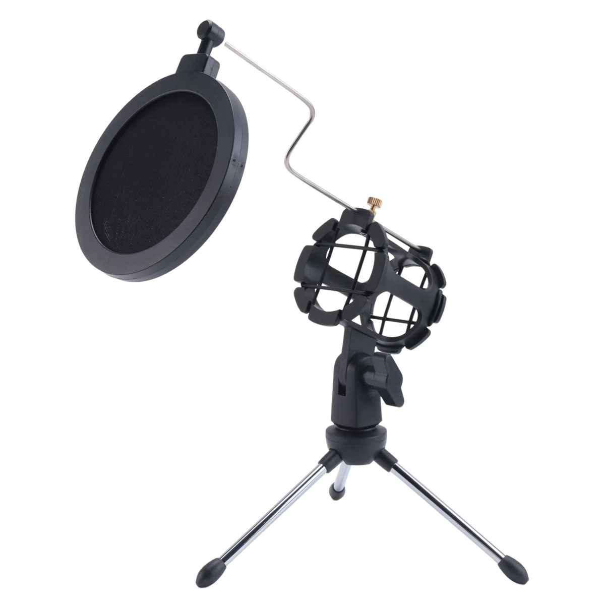 Adjustable Microphone Stand Desktop Tripod for Computer Video Recording with Mic Windscreen Filter Cover