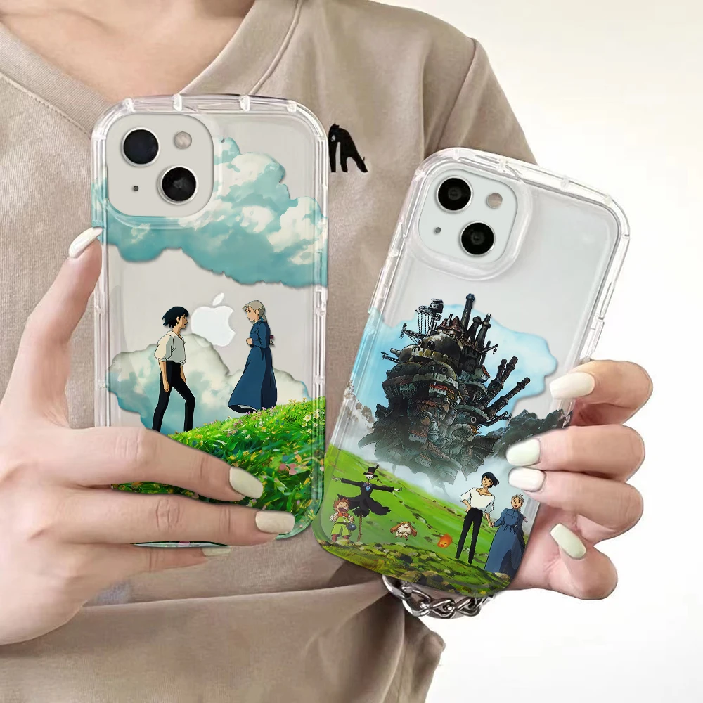 Phone Case for iPhone 16 15 14 13 12 11 Pro Max 7 8 Plus X XR XSMax Lovely flame M-Moving Airbag Anti Fall Clear Back Cover