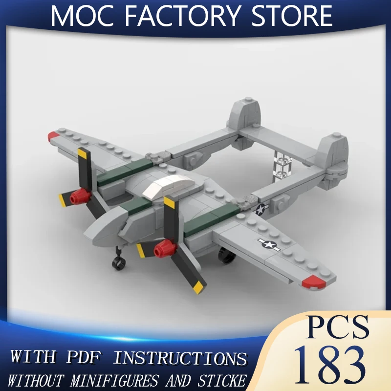 

Moc Building Block Famous Military Series 1:72 Scale P-38J Lightning Model Technology Bricks DIY Assembly Airplane Toys Gifts