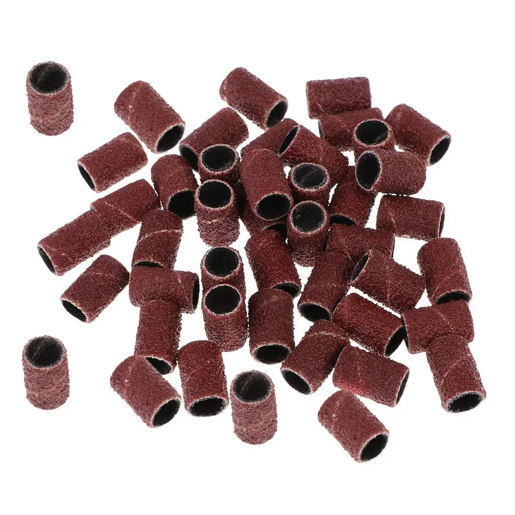 50pcs Multi Nail Art Sanding Bands Sanding Belts Drum Sleeves for Electric Nail Machine Nail Drill Bits and Rotary Tools