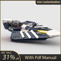 Moc Star Battle Plo Koon Delta 7 Jed Starfighter (minifigure Scale)  Model Building Blocks Diy Creative Assembly Bricks Toy Gift